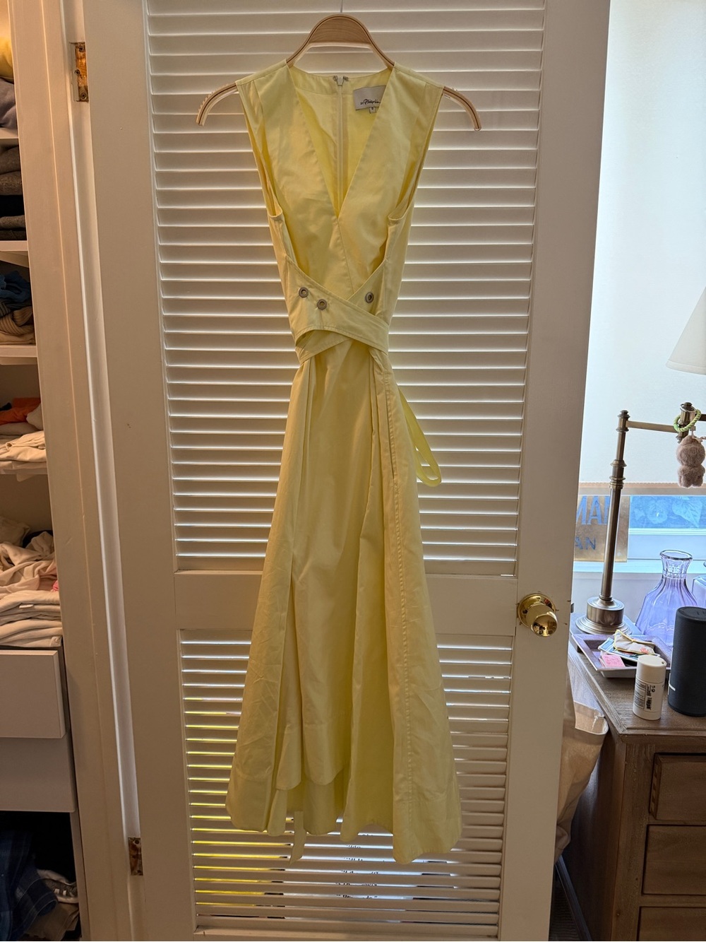 3.1 Phillip Lim Pale Yellow Sleeveless Wrap Maxi Dress